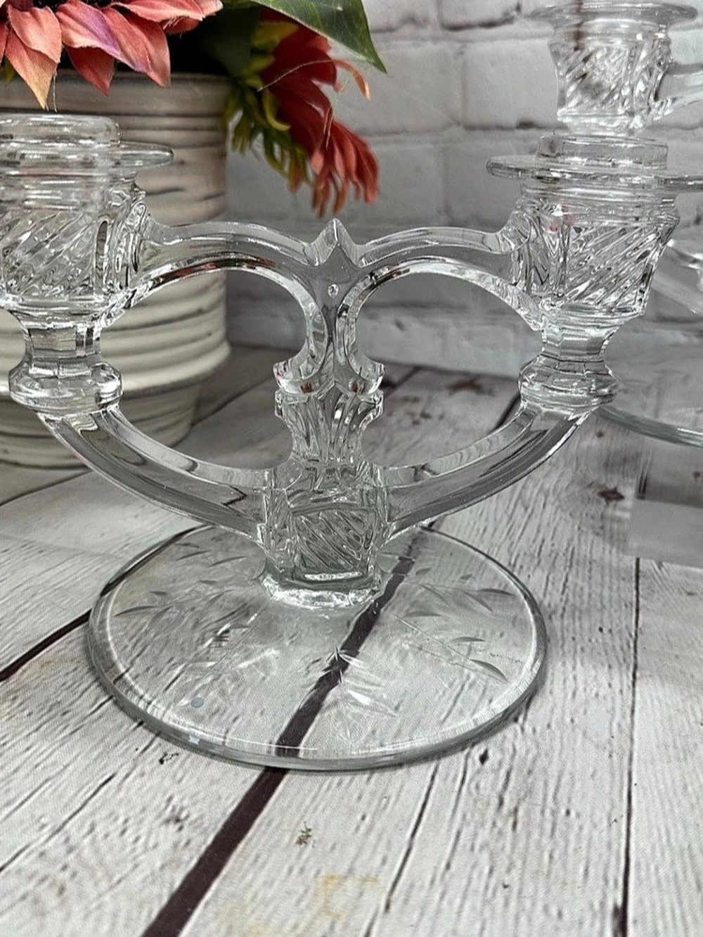Fostoria American Pattern #2056 Twin Candlestick Clear Glass